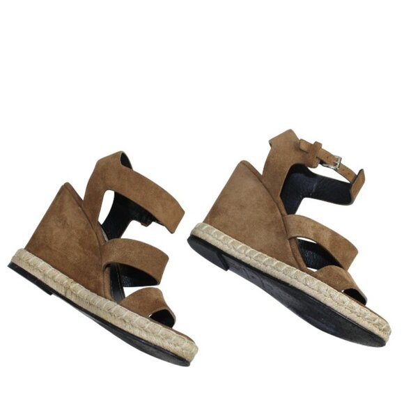 Balenciaga Noisette Jute Rope Track Three Strap Suede Espadrille Wedge Sandal - Picture 6 of 11